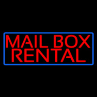 Block Mail Bo  Rental Blue Border Neonskylt