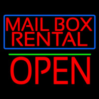 Block Mail Bo  Rental Blue Border With Open 1 Neonskylt