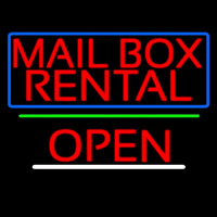 Block Mail Bo  Rental Blue Border With Open 2 Neonskylt