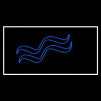 Blue Aquarius Logo White Border Neonskylt