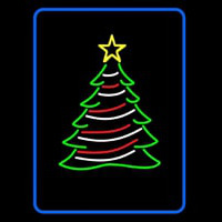 Blue Border Decorative Christmas Tree Neonskylt