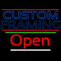 Blue Custom Framing With Lines With Open 3 Neonskylt