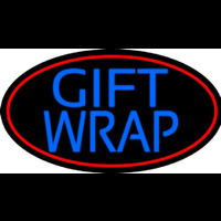 Blue Gift Wrap With Red Oval Neonskylt