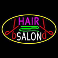 Blue Hair Salon With Scissor Neonskylt