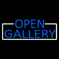 Blue Open Gallery With White Border Neonskylt