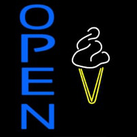 Blue Open Ice Cream Cone Neonskylt