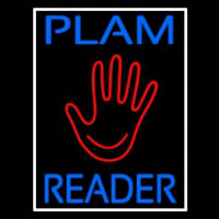 Blue Palm Reader White Border Neonskylt