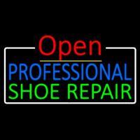 Blue Professional Green Shoe Repair Open Neonskylt