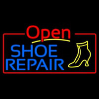 Blue Shoe Repair Open Neonskylt