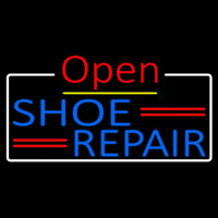 Blue Shoe Repair Open With Border Neonskylt