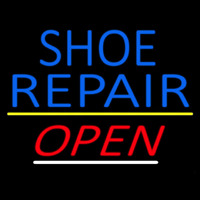 Blue Shoe Repair Open With Line Neonskylt