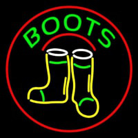 Boots With Logo Red Border Neonskylt