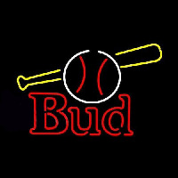 Bud Baseball and Bat Beer Sign Neonskylt