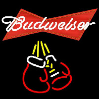 Budweiser Bo ing Gloves Beer Sign Neonskylt