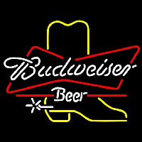 Budweiser Cowboy Boot Beer Sign Neonskylt