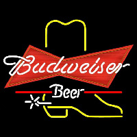 Budweiser Cowboy Boot Beer Sign Neonskylt