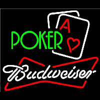 Budweiser Green Poker Beer Sign Neonskylt