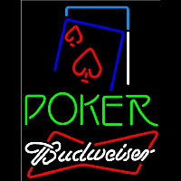 Budweiser Green Poker Red Heart Beer Sign Neonskylt