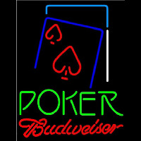 Budweiser Green Poker Red Heart Beer Sign Neonskylt