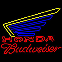 Budweiser Honda Motorcycles Gold Wing Beer Sign Neonskylt