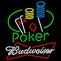 Budweiser Poker Ace Coin Table Beer Sign Neonskylt