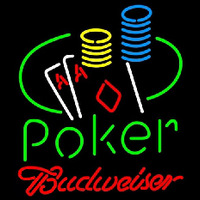 Budweiser Poker Ace Coin Table Beer Sign Neonskylt