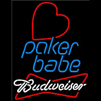 Budweiser Poker Girl Heart Babe Beer Sign Neonskylt