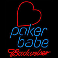 Budweiser Poker Girl Heart Babe Beer Sign Neonskylt