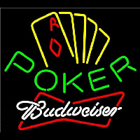 Budweiser Poker Yellow Beer Sign Neonskylt