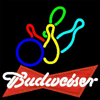 Budweiser Red Colored Bowling Beer Sign Neonskylt