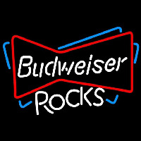 Budweiser Rocks Bowtie Beer Sign Neonskylt