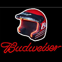 Budweiser Vintage Hascar Helmet Beer Sign Neonskylt