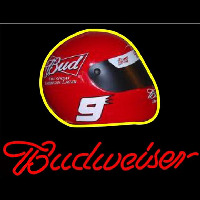 Budweiser Vintage Hascar Helmet7 Beer Sign Neonskylt