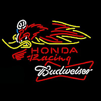 Budweiser White Honda Racing Woody Woodpecker Crf 250 450 Motorcycle Beer Sign Neonskylt