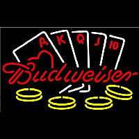 Budweiser With Poker Beer Sign Neonskylt