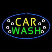 Car Wash Blue Oval Neonskylt