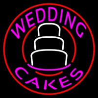 Circle Pink Wedding Cakes Neonskylt