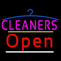 Cleaners Logo Open Yellow Line Neonskylt