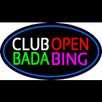 Club Open Bada Bing With Blue Border Neonskylt