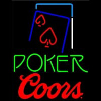 Coors Green Poker Red Heart Neonskylt