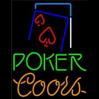 Coors Green Poker Red Heart Neonskylt