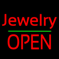 Cursive Jewelry Green Line Open Neonskylt