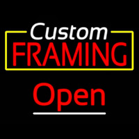 Custom Framing Yellow Border Open Neonskylt