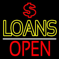 Double Stroke Loans With Dollar Logo Open Neonskylt