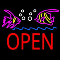 Fish Logo Block Open Neonskylt