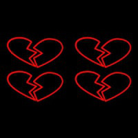 Four Broken Heart Neonskylt