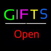 Gifts Open White Line Neonskylt