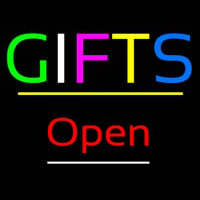 Gifts Open Yellow Line Neonskylt