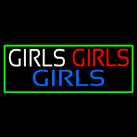 Girls Girls Girls Strip With Turquoise Border Neonskylt