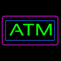 Green Atm Pink Blue Border Neonskylt